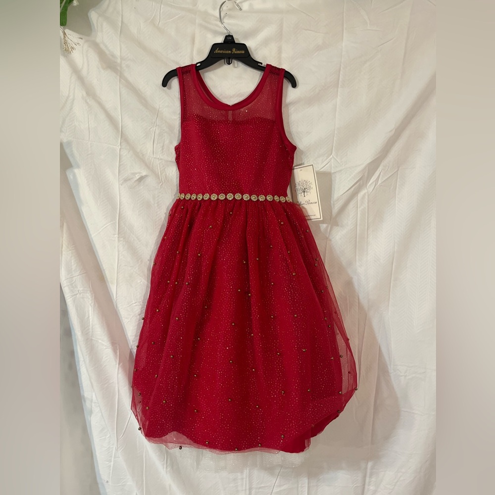 🆕. Couture Princess Red Sleeveless Holiday Girls dress. Girls 10